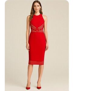 Christopher Kane Red Cutout Bandage Bodycon Midi Dress US 6 ( UK 10 / EU 38)